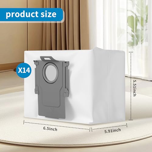 14 Stück Staubbeutel für Roborock S8+/ S8 Pro Ultra/S7 MaxV Ultra /S7 pro Ultra/ Q7 Max+/Q7 Max+ Plus/ Q7 Max / Q5+ Staubsauger Absaugstation,Große Kapazität Ersatzfilterbeutel