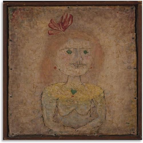 Affiche Paul Klee Portrait d'une fille cubisme abstrait toile vintage 60x60cm sans cadre