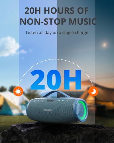 Tronsmart Mirtune S100 Portable Bluetooth Speaker, 50W Punchy Bass & Clear Treble, Retractable Handle, 20H Playtime, IPX7 Waterproof, Customize EQ for Outdoor, Camping,Beach(Blue)