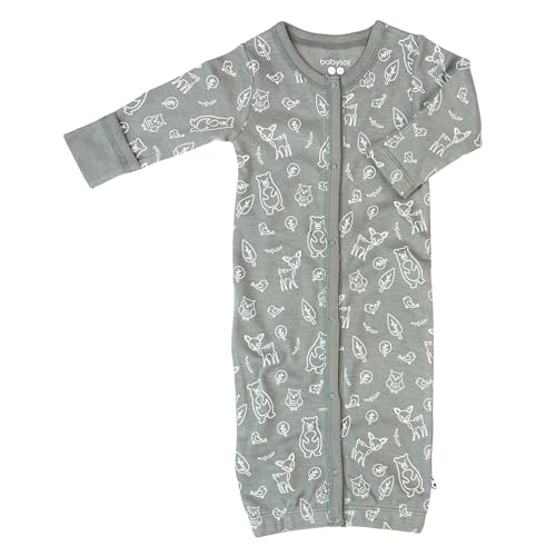 Image of Babysoy Unisex Baby Long Sleeve Gown Sleep Sack, Ultra Soft Nightgown, Newborn Reversible Mittens