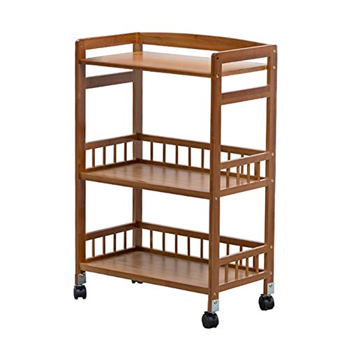 Mesa Carrito Camarera Carro De Servicio Madera Maciza 3 Niveles Carro Rodante Móvil Rack Organizador Ruedas Universales Encargarse De, Carga 60 Kg (Color : Brown)
