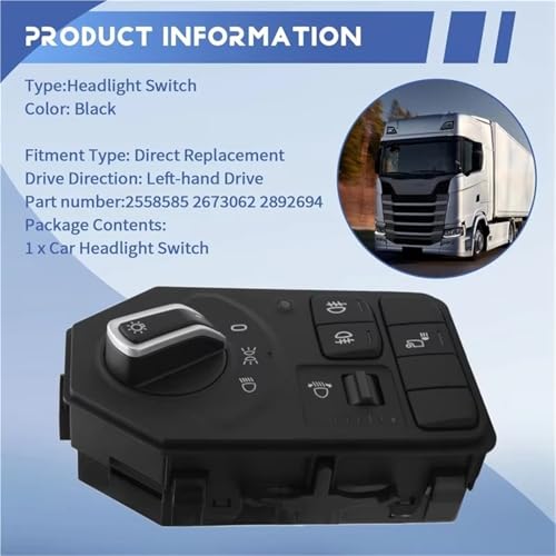 Interruptor de faros para camiones Scania repuesto compatible con panel de luces 4