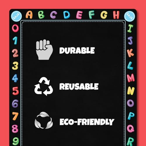 Image of TOKYODO Pre-Printed Rewriting Slates Chalk Board for Kids, Double Sided Writing Learning Black Board, with 4 Letter Spelling Cards (Pack of 3, Space)