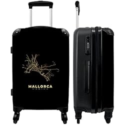 Maletas Mallorca NoBoringSuitcases.com® Maleta Grande - Dorado - Mapa - Mapa de la Ciudad - Mallorca - Cerradura de combinación TSA - Trolley rígido de 4 Ruedas - 90 litros - Maleta de Viaje - 66 cm