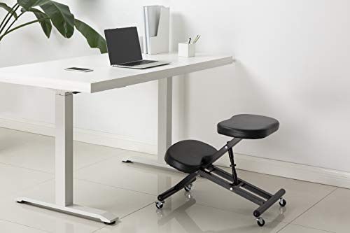 TechOrbits Kneeling Chair - Mobile Ergonomic Stool for Home and Office - Better Posture Angled Seat (Black) - Thumbnail 4