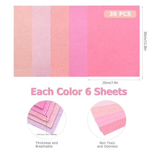 Image of 30Pcs Stiff Felt Sheets, 1mm Thick Felt Fabric Squares for Sewing & DIY