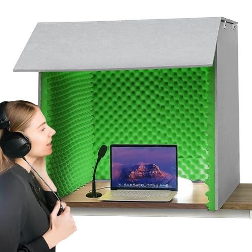 簡易防音室 1人用 防音ボックス、マイク防音 吸音パネル 、折りたたみ式 簡単設置 防音ブース、卓上 パーテーション 飛沫防止 簡易防音個室 吸音ボックス、リバーブとノイズフロアを排除します 在宅ワーク 子供の学習 録音・会議・放送用 吸音ブース 吸音材