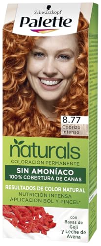 Schwarzkopf Palette Naturals Color Creme - Tono 8.77 cabello Cobrizo Intenso - Coloración Permanente – Óptima cobertura de canas – Colores naturales