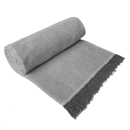Acomoda Textil – Colcha Multiusos para Sofá y Cama, Manta Foulard Cómoda, Grande y Práctica de Algodón-Poliéster. Plaid Cubrecama y Cubresofá Suave y Ajustable. Gris Oscuro, 180x260 cm - imagen 2