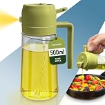 PORTENTUM Spruzzino Olio per Friggitrice Aria 500ml 2 in 1, Dosatore Bottiglia e Oliera Spruzzino olio, Accessori friggitrice ad aria nebulizzatore per Alimenti e Spruzzatore (Verde)