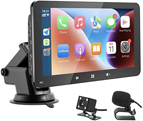 Autoradio Portatile Wireless Carplay Android Auto 7 Pollici - Schermo Touchscreen, Bluetooth, FM/AUX