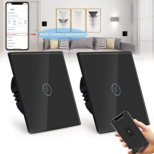 BSEED Smart Dimmer Switch 1 Gang 1 Way,WiFi Dimmer Switch Compatible with Alexa and Google Home,500W Smart Light Switch Black with Smart Life APP Control and Timing Function (Neutral Wire Need)