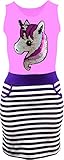 Größe : von 110 bis 146 Mädchen Kleid Kinder Sommerkleid WendepaillettenTrägerkleid Tunika Shirt Gr. 116-146 Einhorn Unicorn Pferd (104-110, Rosa)