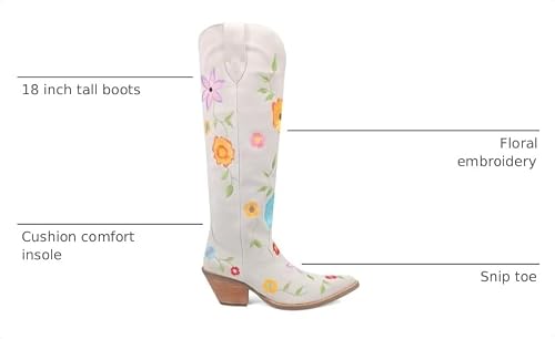 Dingo Women Flower Power Suede Boots White 9.5 Medium angle 3