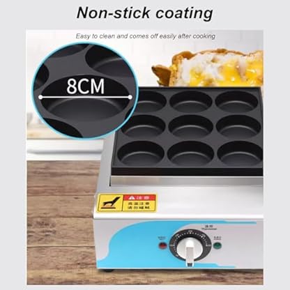 Elektrisch Hamburgerpresse Burger-Maschine, kommerzielle elektrische Maschine, Spiegelei/Rührei, 9-Loch-Ei, antihaftbeschichteter roter Bohnenkuchen – Bild 4