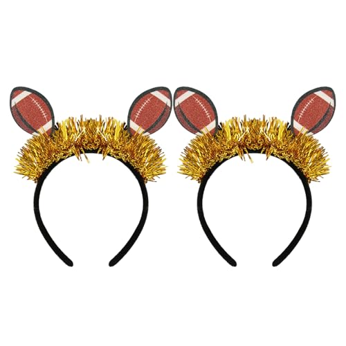 BESPORTBLE - BESPORTBLE 2PCS Football Glitter Headbands for Game Day Party Hair Accessories, American Football Theme Athletic Hairbands for Cheerleading and Sports Fans