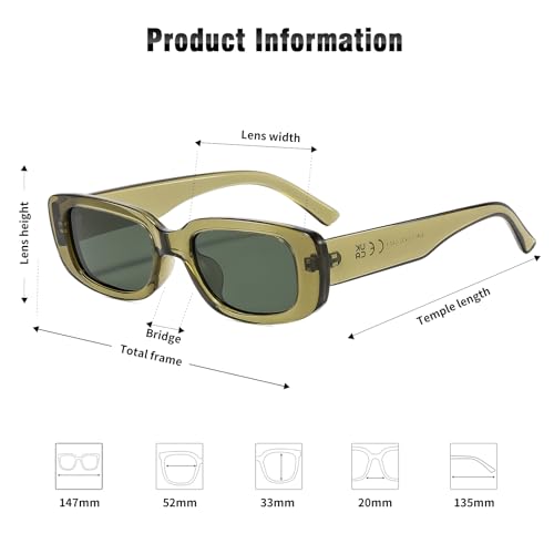 Image of Trendy Rectangle Sunglasses Polarized Women Men Chunky Thick TR90 Frame Shade UV400 TAC Lens Lightweight