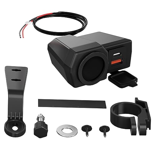 JECOMPRIS Dual Port Fast Motorcycle Charger Handlebar Mount -c Car Battery Voltage Monitor Temperature Gauge