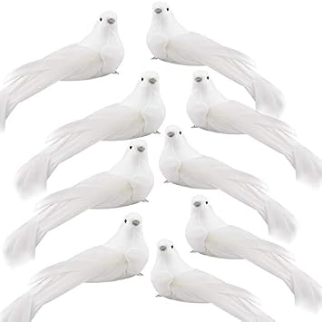 24PCS Christmas Dove Birds Tree Ornaments Artificial White Doves with Clip Lifelike Foam Feather Decoration for Home Wedding Decoration, 13.5 x 5 cm, 191029LY03-2-9300-1804488811