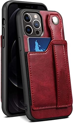 TRDYBSK Cases for iPhone 11/11 Pro/11 Pro Max, PU Leather Wallet Protective Case, with Card Holster Wrist Strap, Mobile Phone Holder Back Cover Case (Color : Red, Size : 11pro max 6.5")