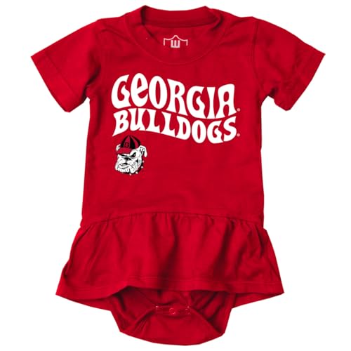 Wes and Willy College Sports Fan Baby Girls Ruffle Hopper Romper (Georgia Bulldogs, 6M)