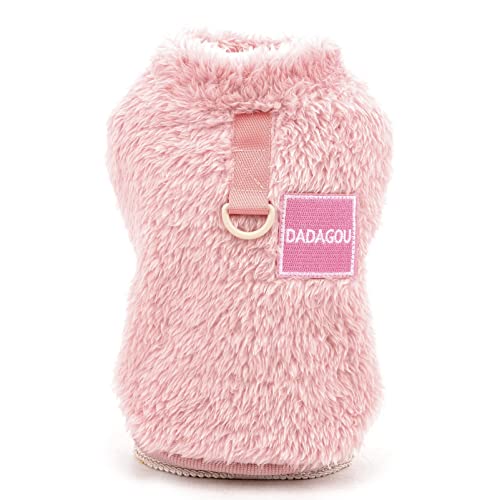 SMALLLEE_LUCKY_STORE Haustier-Sherpa-Fleece-Pullover Weste Rollkragenpullover mit D-Ring weiches Sweatshirt für kleine Hunde Katzen, Welpen Yorkie Chihuahua warme Herbst-Winterkleidung, Rosa, S