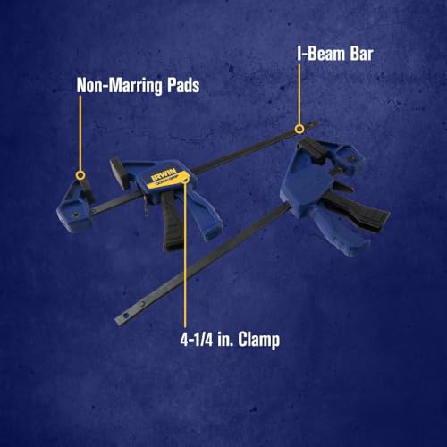 IRWIN QUICK-GRIP Bar Clamps for Woodworking, One-Handed, Micro, 4-1/4", 2 Pack (1964747)
