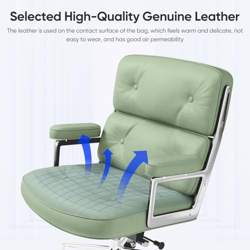 Genuine Leather Chair Light Green
