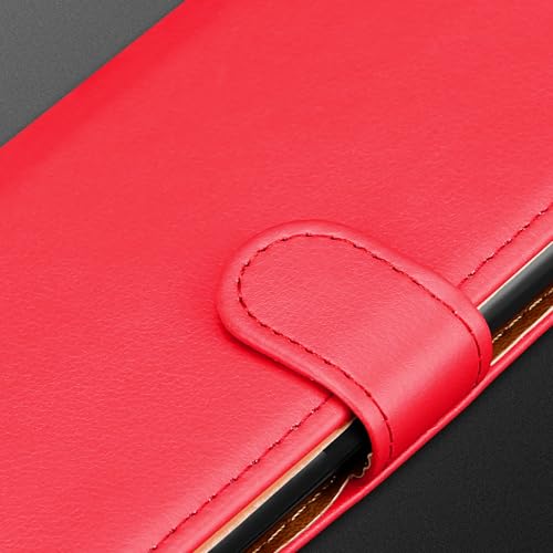iCatchty for Motorola Moto G35 Case, Leather Wallet Book Flip Folio Kickstand Magnetic Protect RFID Blocking Shockproof Cover for Motorola G35 Phone (Red)