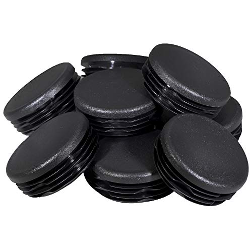Image of Prescott Plastics 2 inch (50.8mm) Outer Diameter Ribbed Plastic Hole Plugs, Round Black Metal Tubing End Caps, Strong Furniture Leg Inserts, Impact & Weather Resistant, Made in The USA - 50 Pack