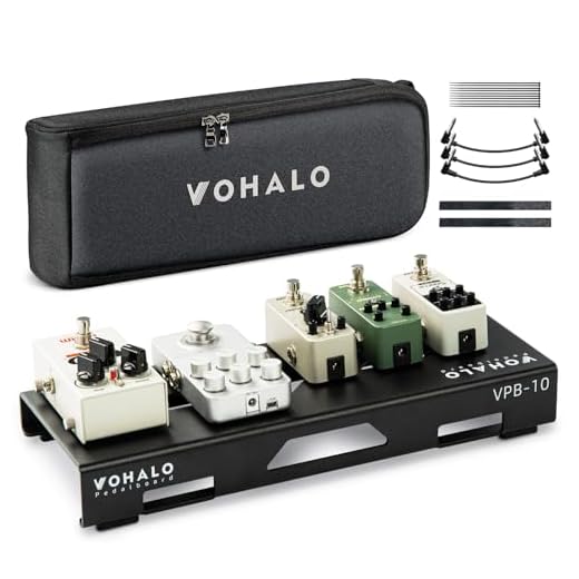 VOHALO mini pedalera de guitarra caja de aluminio pedalboard guitarra tabla de efectos con bolsa, cinta para pedales, brida para cables, cable de conexión negro