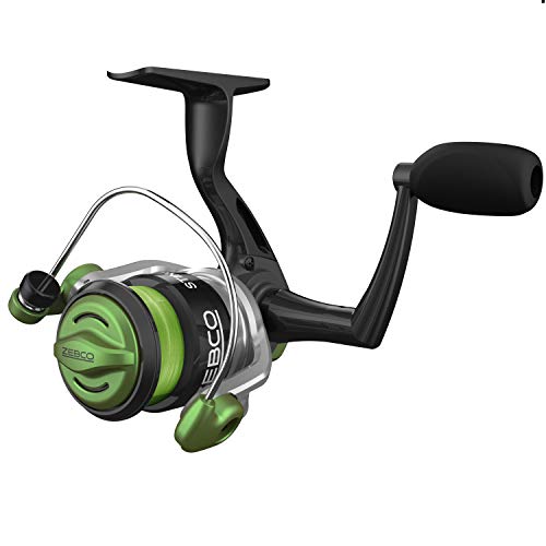 Zebco Stinger Spinning Fishing Reel, Size 10 Reel, Changeable Right- or Left-Hand Retrieve, 4.3:1 Gear Ratio, All-Metal Gears, Pre-Spooled with 6-Pound Zebco Line, Silver/Black