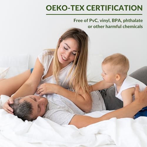 Image of Safe and Sound Waterproof Mattress Protector - Breathable Noiseless - Oeko-TEX Machine Washable - Fits 8-18 inch Deep Pockets Mattress Cover Bamboo Viscose Queen