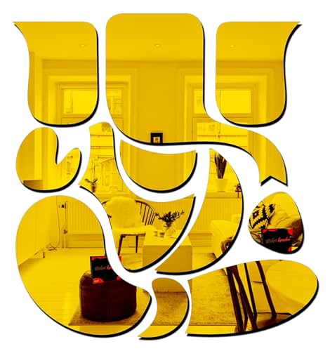 Image of Bikri Kendra - Ganesha Golden Mirror Stickers for Wall, Acrylic Mirror, 3D Stickers, Wall Stickers for Room Hall Home and Office