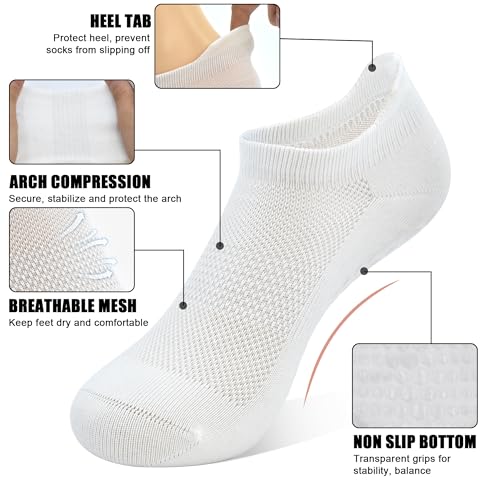 HYCLES Grips Pilates Socks for Women Yoga Non-Slip Socks Barre Workout Gym Hospital Sticky Slipper Socks 3 Pairs3