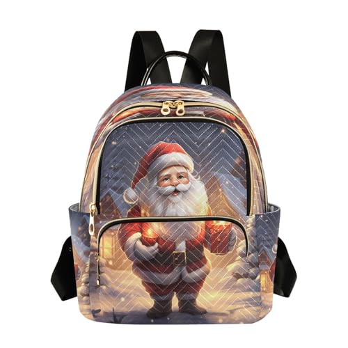 Image of ALAZA Lovely Santa Claus Snowman Snow Christmas Women Backpack Purse Ladies Fashion Shoulder Bag Daypack Travel Bag 7.5L