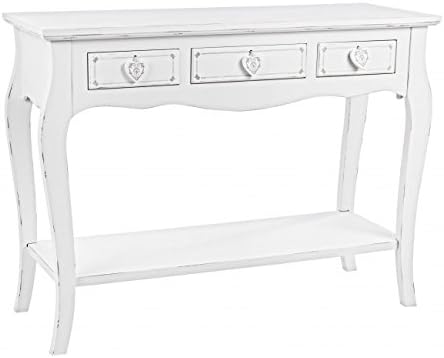 BIZZOTTO Lisette Console Table, 3 Drawers, 1 Surface, MDF/Paulownia Wood, White
