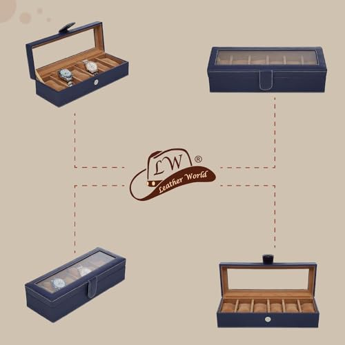 Leather World Engineered Wood Watch Box Holder Organizer Case In 6 Slots Of Watches For Men And Women With Transparent Display - Image 4