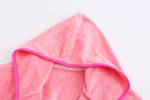 Kids Boys Girls Bathrobe Soft Cotton Terry Hooded Bathrobe 100% Cotton Bathrobe（Pink,11-12Years） #TOP4