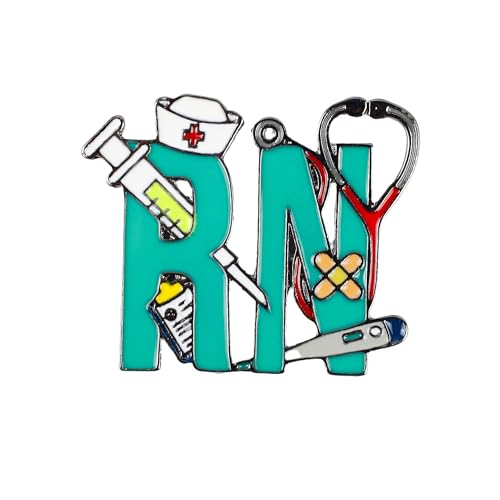 RN Nurse Enamel Pin, Gift For Registered Nurse Nursing Student Healthcare Worker, Nursing School Lapel Pin, Syringe Stethoscope Brooch, Hospital Staff Badge, Appreciation Accessories