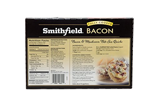 Smithfield Hometown Original, Fully Cooked, Ready-To-Eat, Hickory Smoked Bacon, 15 Slices, 4 Pack