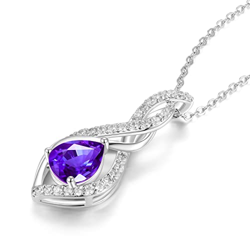 Tvt Infinity Necklace For Women Silver Plated Water Drop Pendant With Cubic Zirconia Birthstone Christmas Birthday Anniversary Valentine's Day Gift For Women Wife Girlfriend February #TOP3