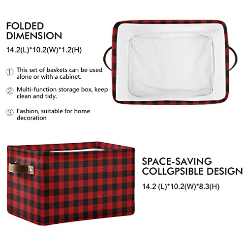 Wamika Christmas Red Buffalo Plaid Storage Basket Fabric Laundry Baskets Winter Holiday Decorations Boxes Organizer Bag For Baby Cloth Dog Toy Book Cubes Shelf Closet Bins 16×12×8 Inches #TOP2