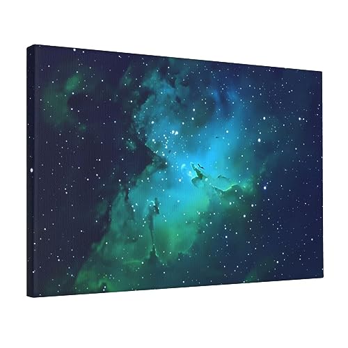 Toile murale pour chambre et salon déco vert galaxie mur vide