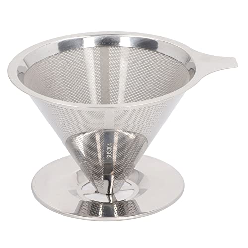 Pour Over Coffee Dripper Stainless Steel Slow Drip Coffee Filter Reusable Coffee Maker Accessory for Home Office 304 Stainless Steel 4.9oz