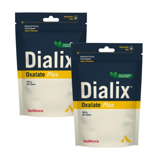 Dialix Oxalate Plus, Soporte Urinario Avanzado para Perros y Gatos, 180 Chews Masticables, Pack de 2 | Total 180 Comprimidos masticables