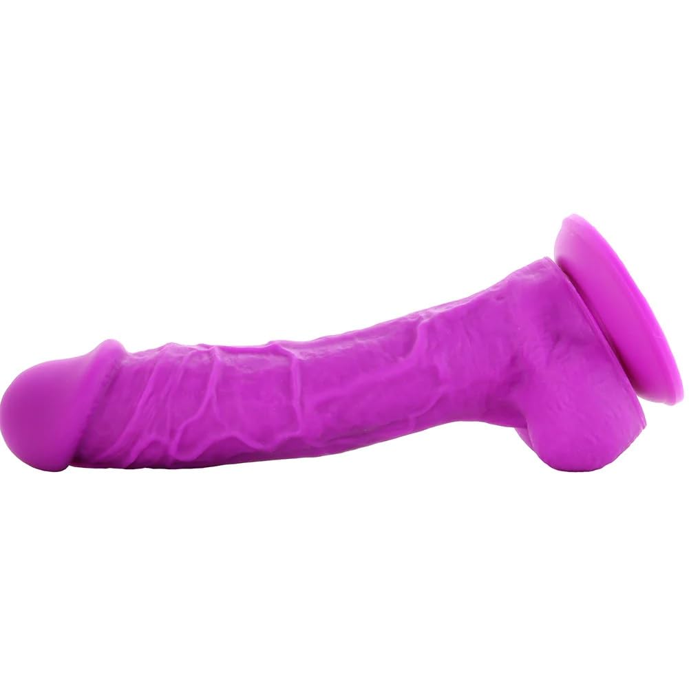 Colours 8 Inch Dual Density Silicone Dildo with Lube 1oz | Realistic Dildos | Harness Compatible Strap-on Dildos