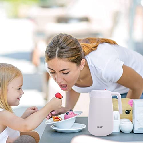 Gint 54Oz Thermal Coffee Carafe, 304 Stainless Steel And Double Walled Insulated Thermos, Wide Mouth 3.4", With Safety Lock, 12 Hour Heat Retention, 1.6L (White) #TOP7