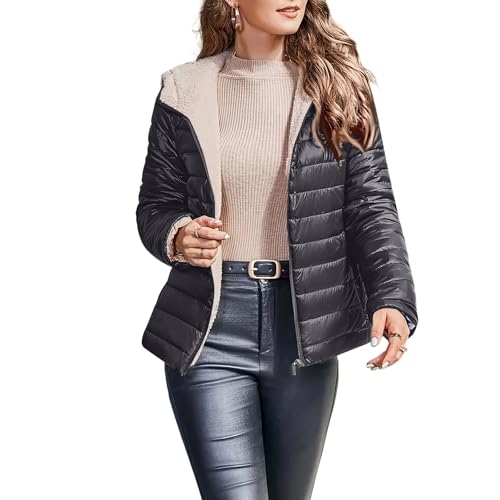 Genérico Chaqueta Acolchada Mujer Polar Mujer Deporte Ropa Invierno Termica Talla Grande Chaqueta Moda Jacket Otoño 2#Negro XL
