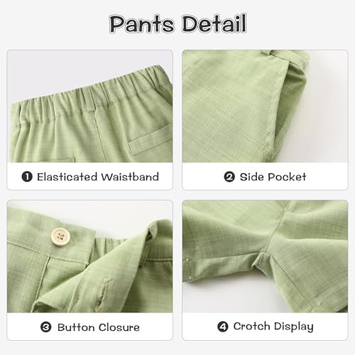 Image of Volunboy Baby Boys Summer Suits Short Sleeve Wedding Ring Bearer Outfits 4Pcs Graduation Dress Vest Shirt Bowtie Shorts Set
